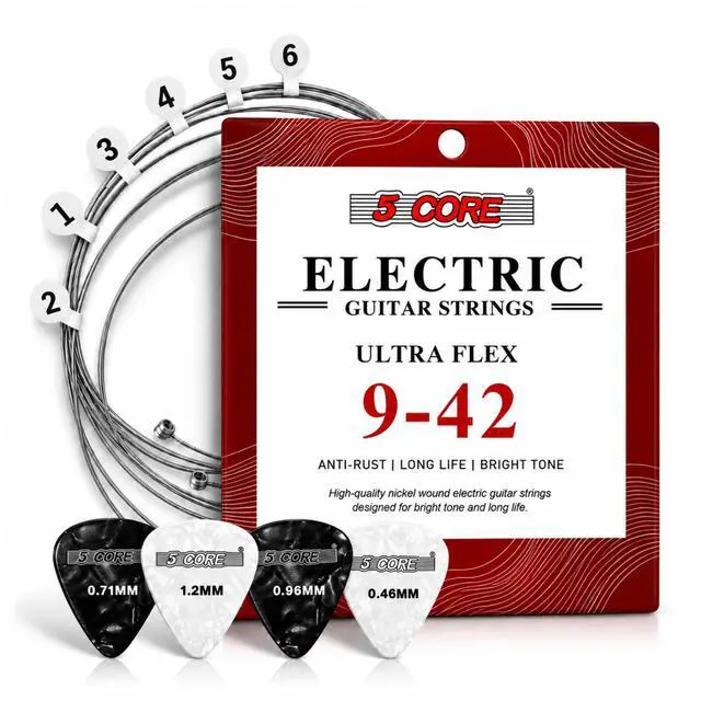 Main image of 5 Core Guitar Strings Nickel Plated Acoustic Electric Guitar String Set w Picks
