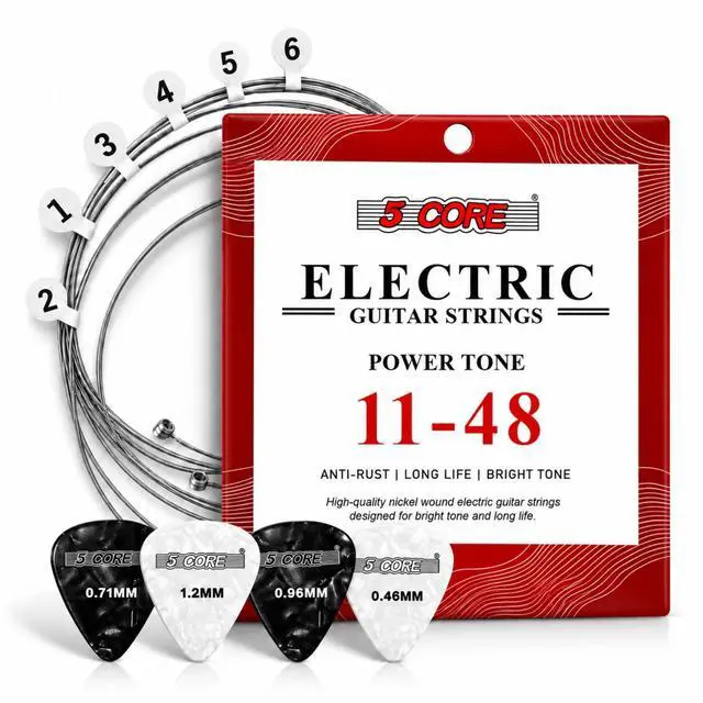 Main image of 5 Core Guitar Strings Nickel Plated Acoustic Electric Guitar String Set w Picks