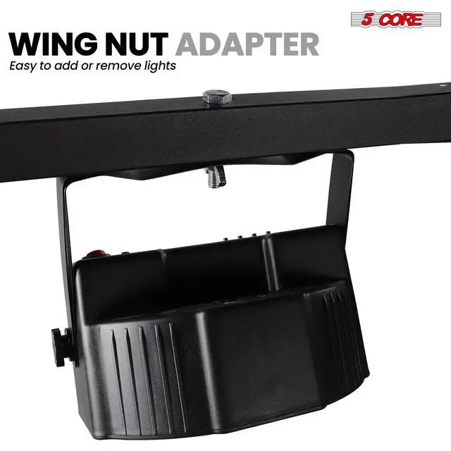 Alt view image 6 of 7 - 5 Core DJ Light Stand Tripod w Wheels 79" Crossbar 6 Light Points Adjustable 169.5" Stage Lighting Stand