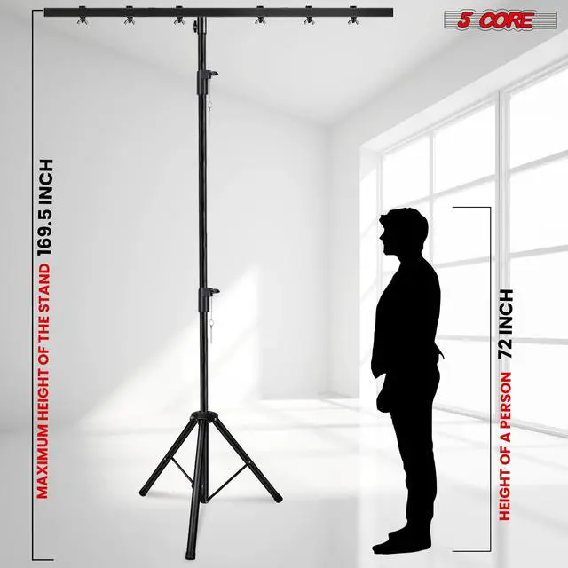 Alt view image 6 of 7 - 5Core DJ Light Stand Stage Lighting Truss System Height Adjustable Heavy Duty T bar Mount