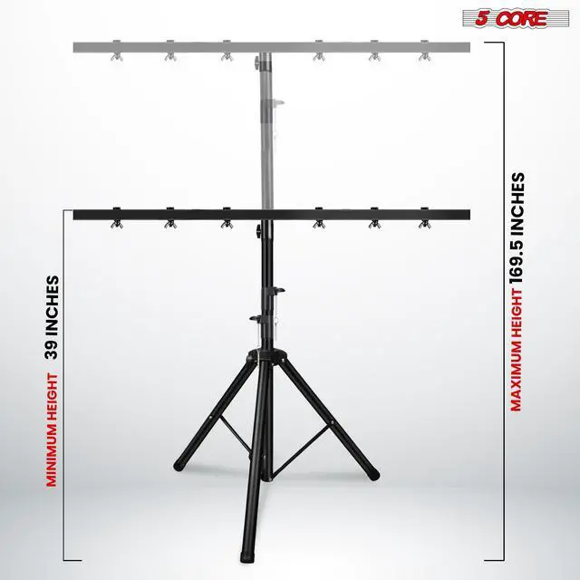 Alt view image 3 of 7 - 5Core DJ Light Stand Stage Lighting Truss System Height Adjustable Heavy Duty T bar Mount