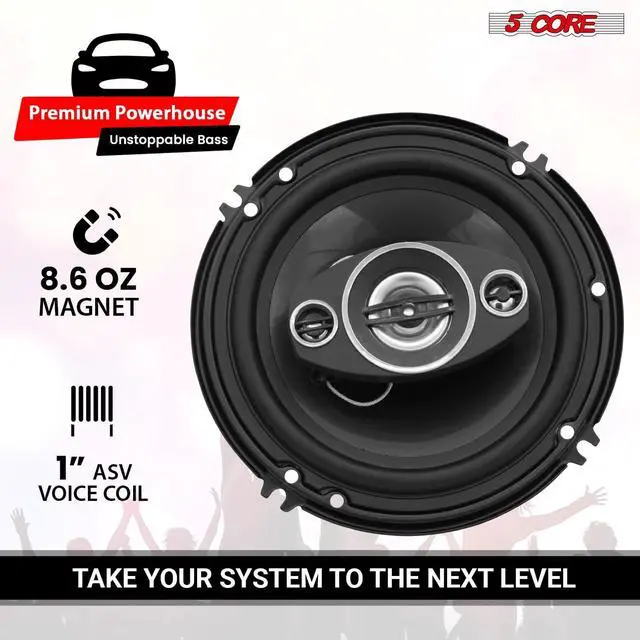 Alt view image 3 of 7 - 5Core Coaxial Car Door Speakers 6in Pair 500W 4Ohm 2 Way Component Subwoofer Audio w Super Tweeter