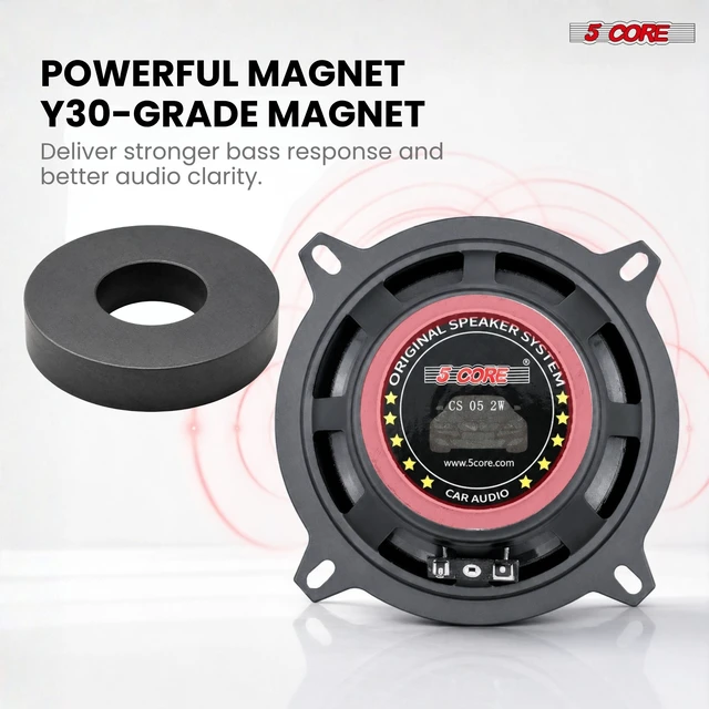 Alt view image 7 of 7 - 5Core Coaxial Car Door Speakers 5" 4Pcs 350W 4Ohm 2 Way Component Subwoofer Audio w Super Tweeter