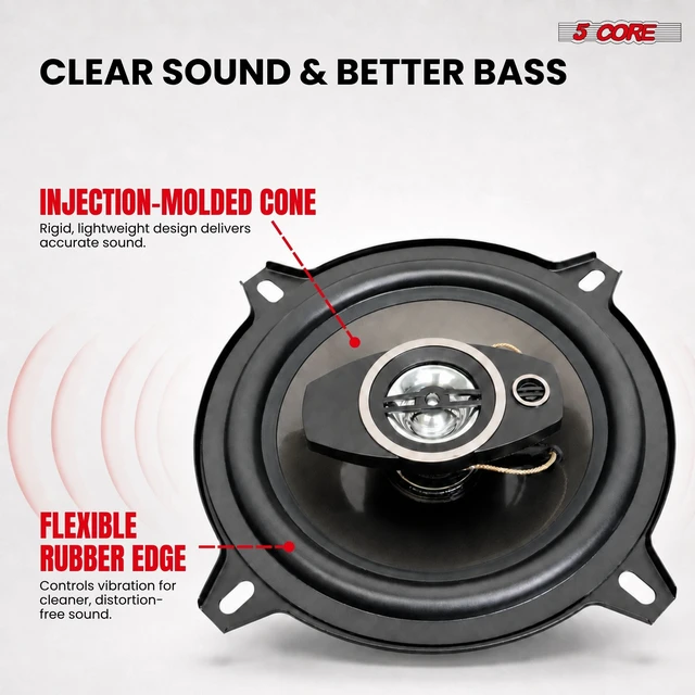 Alt view image 5 of 7 - 5Core Coaxial Car Door Speakers 5" 4Pcs 350W 4Ohm 2 Way Component Subwoofer Audio w Super Tweeter