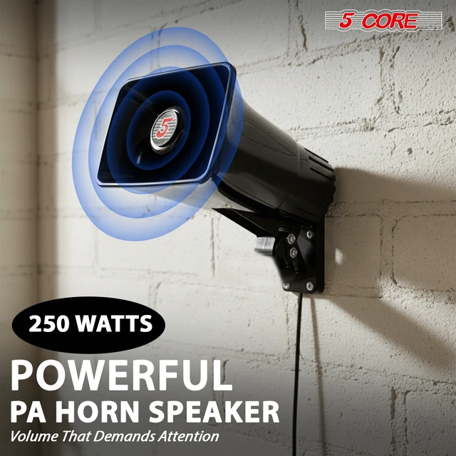 Alt view image 2 of 7 - 5 Core 8 Inch PA Horn 250W Loud Speaker Bull Horn Loud Audio 8Ohm All Weather Indoor Outdoor Use