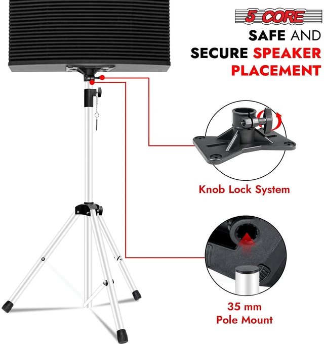 Alt view image 4 of 7 - 5 Core Speaker Stand Pair Height Adjustable 72" Heavy Duty PA DJ Tripod Studio Monitor Stands