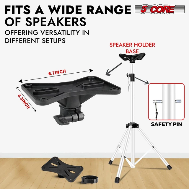 Alt view image 5 of 7 - 5 Core Speaker Stand Pair Height Adjustable 72" Heavy Duty PA DJ Tripod Studio Monitor Stands