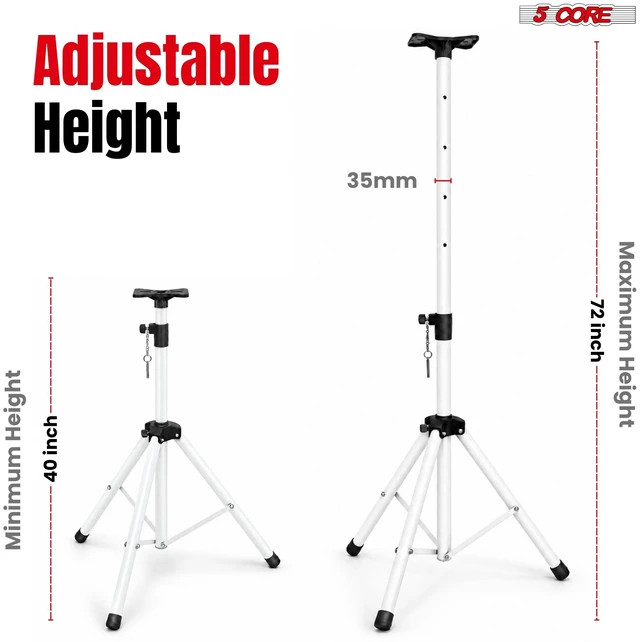 Alt view image 2 of 7 - 5 Core Speaker Stand Pair Height Adjustable 72" Heavy Duty PA DJ Tripod Studio Monitor Stands