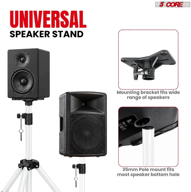 Alt view image 4 of 7 - 5 Core Speaker Stand Pair Height Adjustable 72" Heavy Duty PA DJ Tripod Studio Monitor Stands