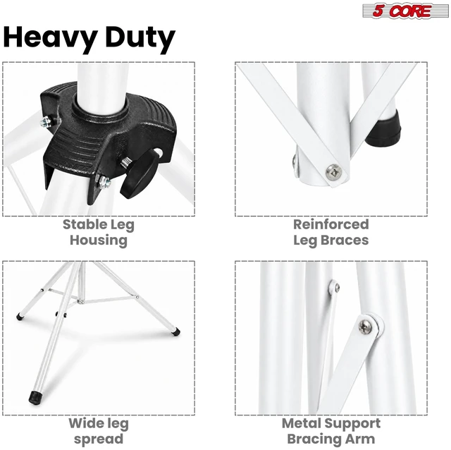 Alt view image 7 of 7 - 5 Core Speaker Stand Pair Height Adjustable 72" Heavy Duty PA DJ Tripod Studio Monitor Stands