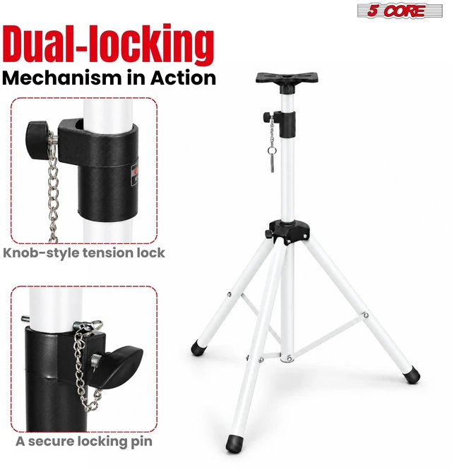 Alt view image 3 of 7 - 5 Core Speaker Stand Pair Height Adjustable 72" Heavy Duty PA DJ Tripod Studio Monitor Stands