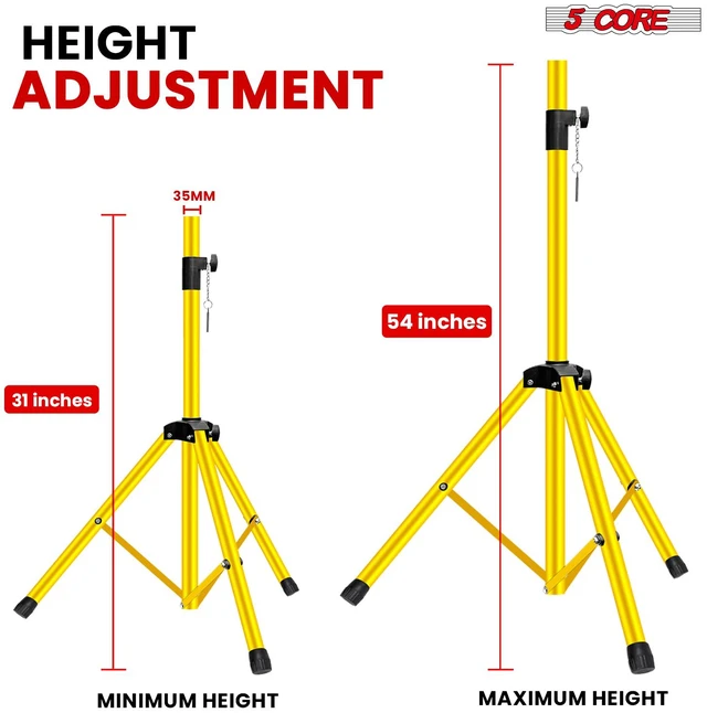 Alt view image 2 of 7 - 5 Core Speaker Stand Pair Height Adjustable 54" Heavy Duty PA DJ Tripod Studio Monitor Stands
