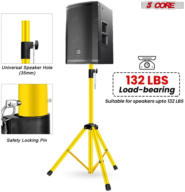 Alt view image 3 of 7 - 5 Core Speaker Stand Pair Height Adjustable 54" Heavy Duty PA DJ Tripod Studio Monitor Stands