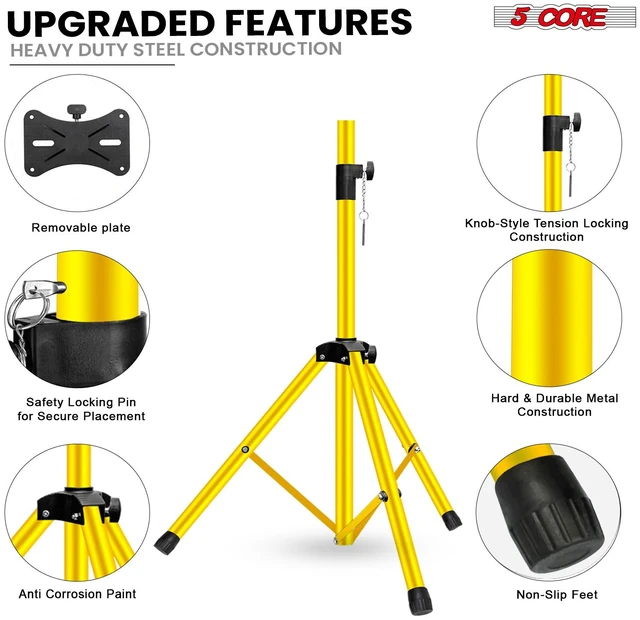 Alt view image 4 of 7 - 5 Core Speaker Stand Pair Height Adjustable 54" Heavy Duty PA DJ Tripod Studio Monitor Stands
