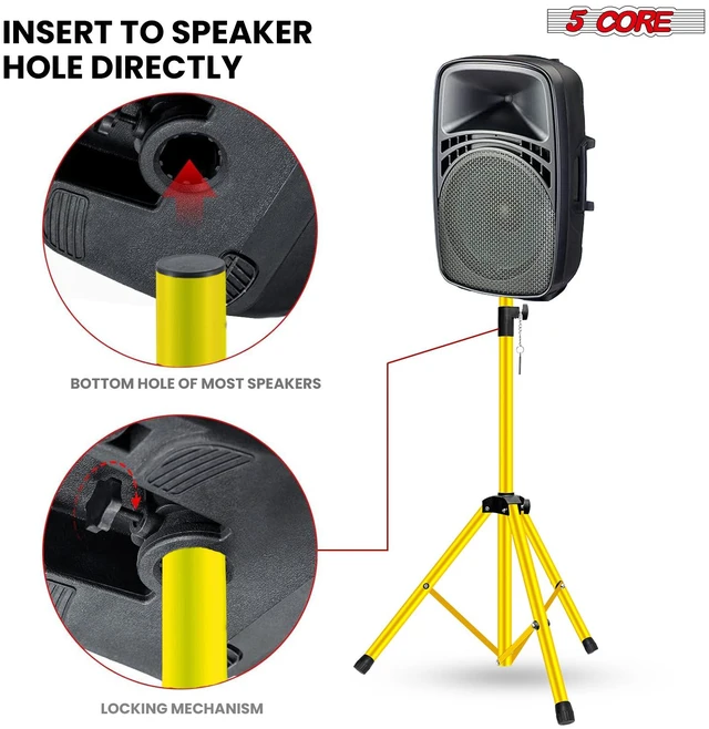 Alt view image 7 of 7 - 5 Core Speaker Stand Pair Height Adjustable 54" Heavy Duty PA DJ Tripod Studio Monitor Stands