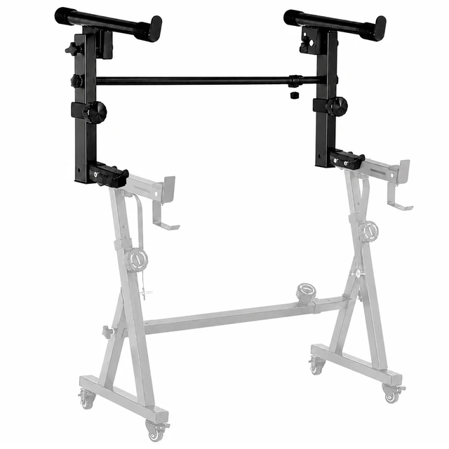Alt view image 5 of 7 - 5 Core 2 Tier Keyboard Stand Attachment Height Width Adjustable Electric Digital Piano Stands for 54, 88 Key Keyboards Synth Double Extender Music Stand Adapter for Z Style Stands w Strap - KS 2T GEAR