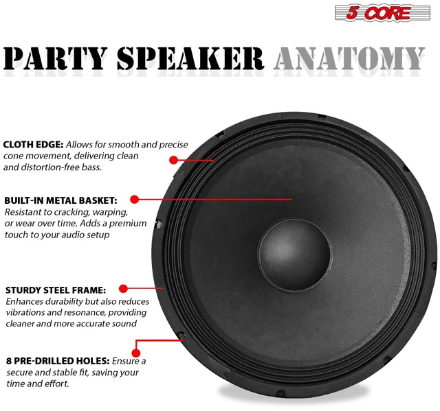 Alt view image 6 of 7 - 5 Core 15 Inch Guitar Speaker Replacement 2000W 8 Ohm Low Distortion for Electric Guitar Amp Cabinet