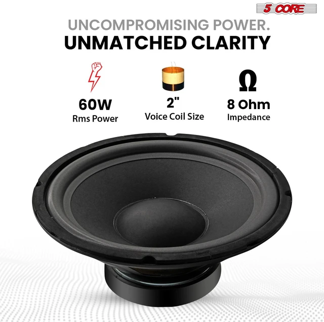 Alt view image 5 of 7 - 5 Core 10 Inch Guitar Speaker Replacement 600W 8 Ohm Low Distortion for Electric Guitar Amp Cabinet