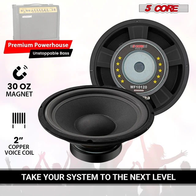 Alt view image 4 of 7 - 5 Core 10 Inch Guitar Speaker Replacement 600W 8 Ohm Low Distortion for Electric Guitar Amp Cabinet