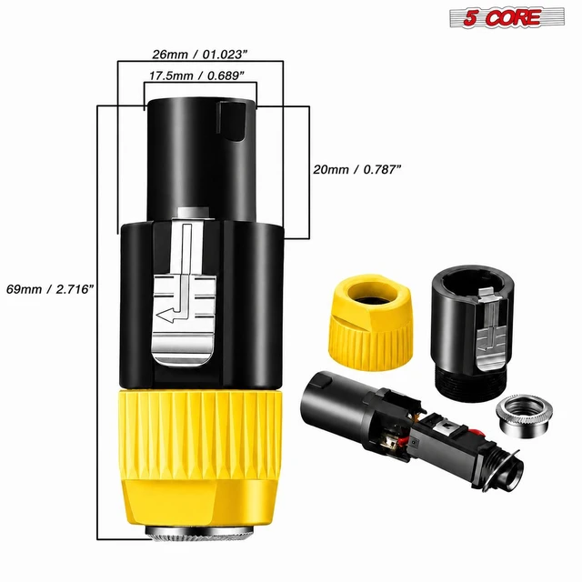 Alt view image 6 of 7 - 5 Core Speakon Adapter High Quality Audio Jack Male Audio Pin Speaker Adapter Connector