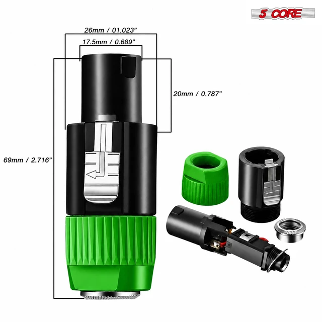 Alt view image 6 of 7 - 5 Core Speakon Adapter High Quality Audio Jack Male Audio Pin Speaker Adapter Connector