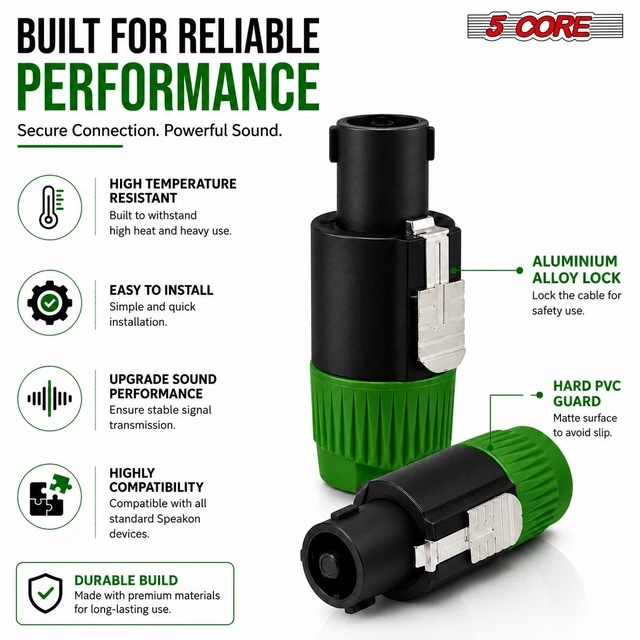 Alt view image 2 of 7 - 5 Core Speakon Adapter High Quality Audio Jack Male Audio Pin Speaker Adapter Connector