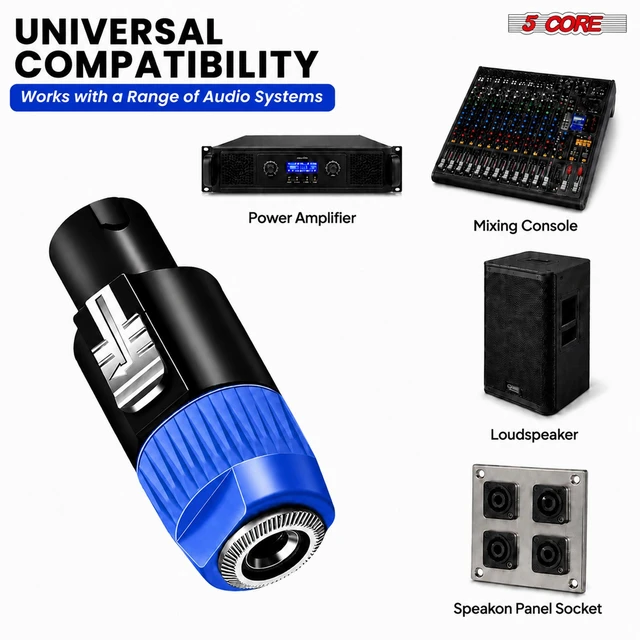 Alt view image 3 of 7 - 5 Core Speakon Adapter High Quality Audio Jack Male Audio Pin Speaker Adapter Connector