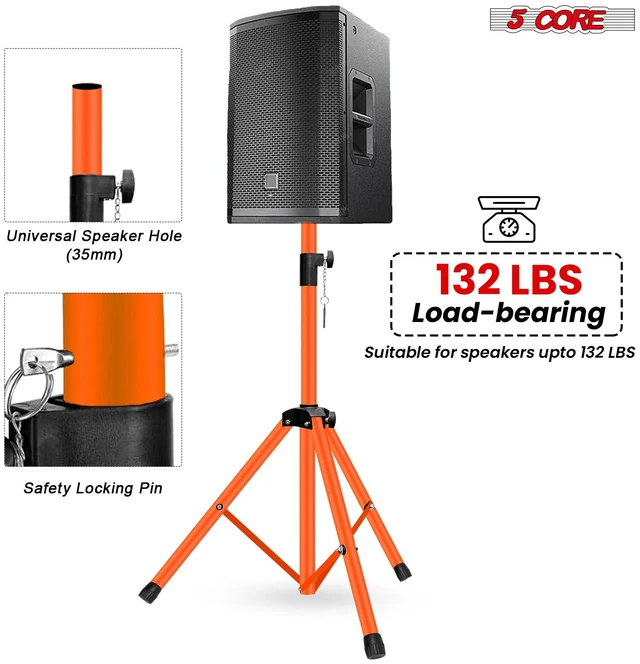 Alt view image 3 of 7 - 5 Core Speaker Stand Pair Height Adjustable 54" Heavy Duty PA DJ Tripod Studio Monitor Stands