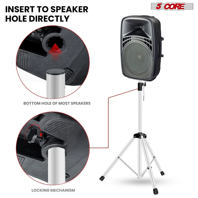 Alt view image 5 of 7 - 5 Core Speaker Stand Pair Height Adjustable 54" Heavy Duty PA DJ Tripod Studio Monitor Stands
