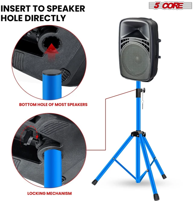 Alt view image 6 of 7 - 5 Core Speaker Stand Pair Height Adjustable 54" Heavy Duty PA DJ Tripod Studio Monitor Stands