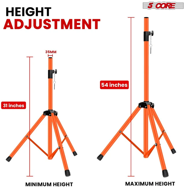 Alt view image 2 of 7 - 5 Core Speaker Stand Pair Height Adjustable 54" Heavy Duty PA DJ Tripod Studio Monitor Stands