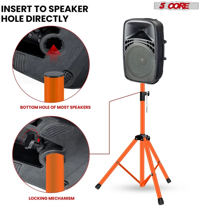 Alt view image 5 of 7 - 5 Core Speaker Stand Pair Height Adjustable 54" Heavy Duty PA DJ Tripod Studio Monitor Stands