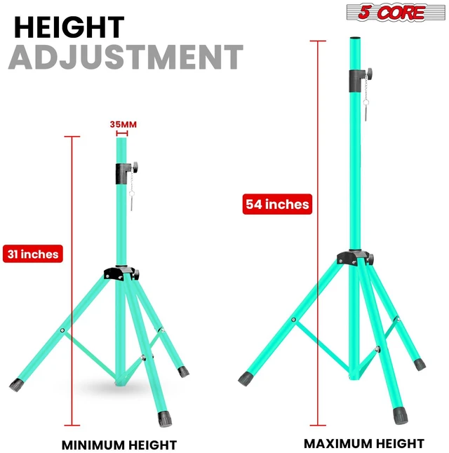 Alt view image 5 of 7 - 5 Core Speaker Stand Pair Height Adjustable 54" Heavy Duty PA DJ Tripod Studio Monitor Stands