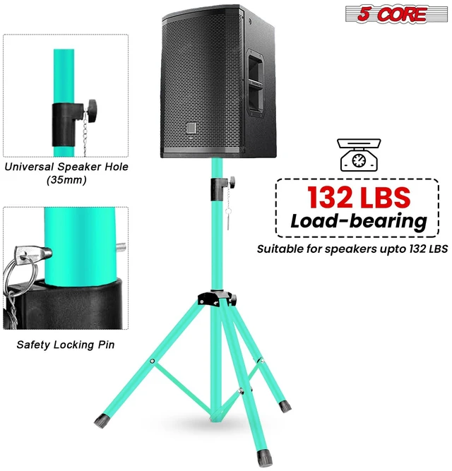 Alt view image 4 of 7 - 5 Core Speaker Stand Pair Height Adjustable 54" Heavy Duty PA DJ Tripod Studio Monitor Stands