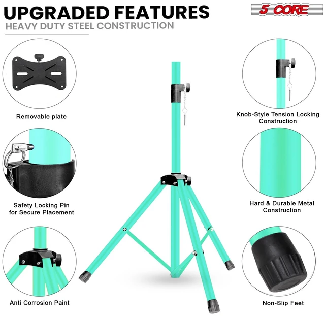 Alt view image 3 of 7 - 5 Core Speaker Stand Pair Height Adjustable 54" Heavy Duty PA DJ Tripod Studio Monitor Stands
