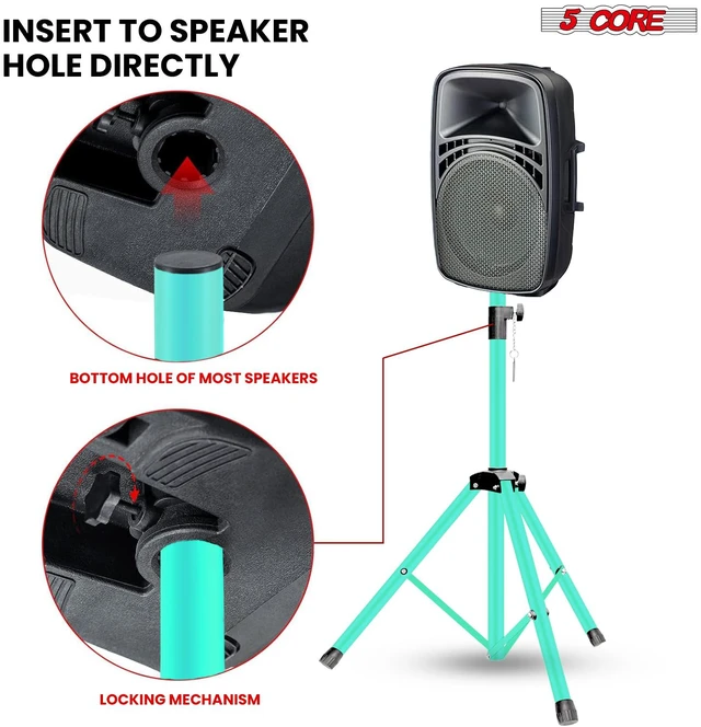 Alt view image 7 of 7 - 5 Core Speaker Stand Pair Height Adjustable 54" Heavy Duty PA DJ Tripod Studio Monitor Stands