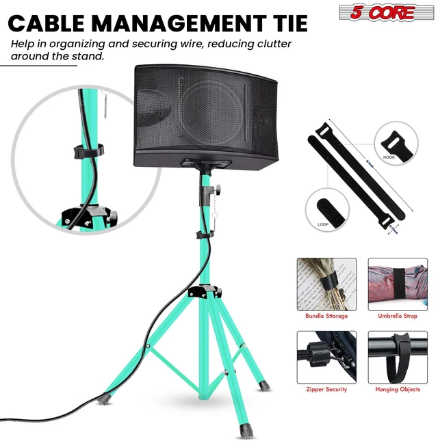 Alt view image 6 of 7 - 5 Core Speaker Stand Pair Height Adjustable 54" Heavy Duty PA DJ Tripod Studio Monitor Stands