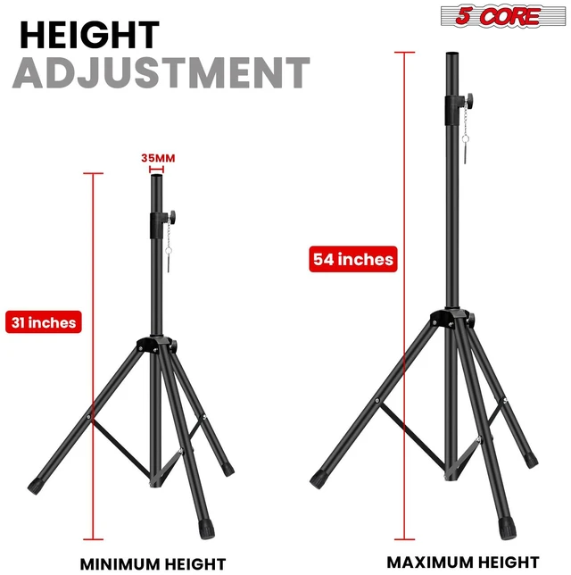 Alt view image 2 of 7 - 5 Core Speaker Stand Height Adjustable 54" Heavy Duty PA DJ Tripod Studio Monitor Stands