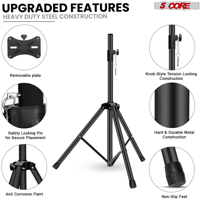 Alt view image 4 of 7 - 5 Core Speaker Stand Height Adjustable 54" Heavy Duty PA DJ Tripod Studio Monitor Stands