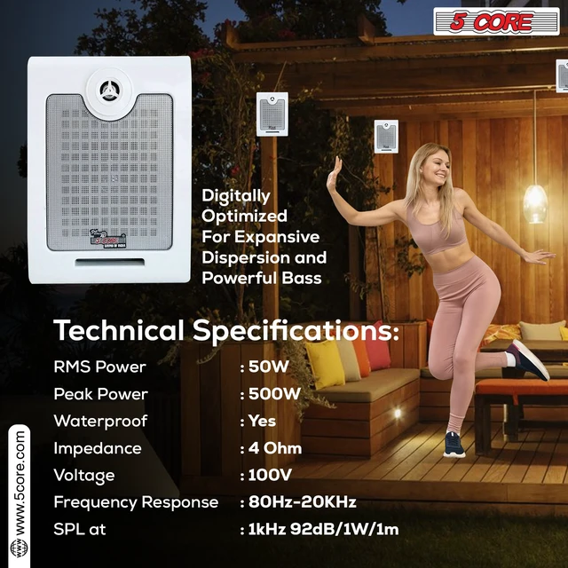 Alt view image 3 of 7 - 5Core Outdoor Speakers Stereo In Wall 500W In-Wall Audio System
