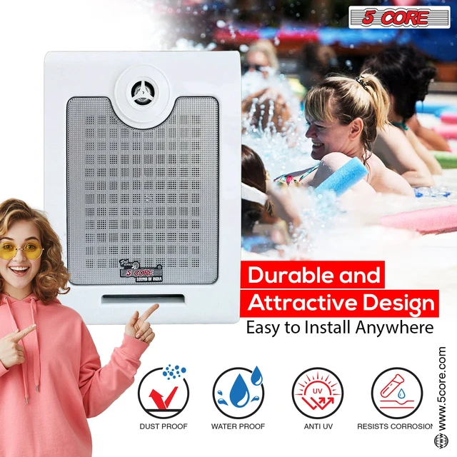 Alt view image 7 of 7 - 5Core Outdoor Speakers Stereo In Wall 500W In-Wall Audio System