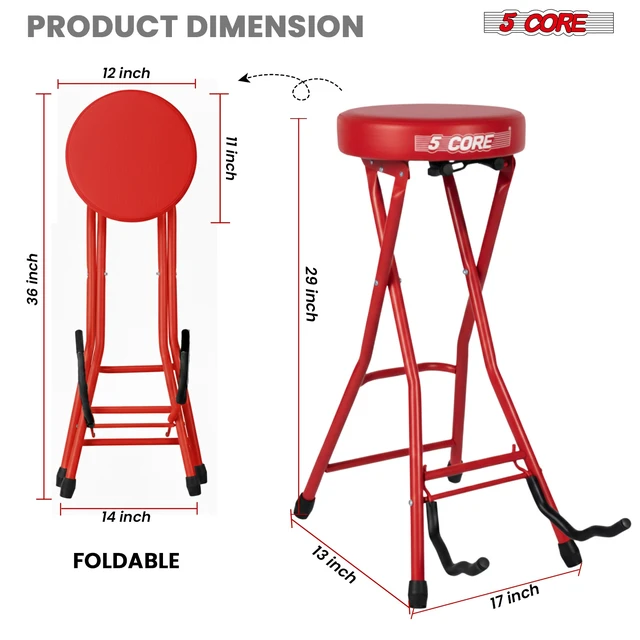 Alt view image 4 of 7 - 5Core Guitar Stool Padded Musician Seat Foldable Heavy Duty