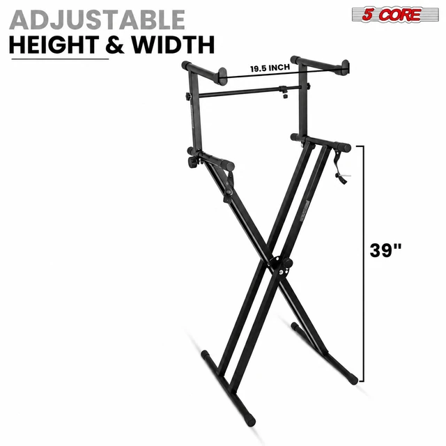 Alt view image 3 of 7 - 5 Core 2 Tier Keyboard Stand Double X Style Adjustable Electric Piano Riser Holder