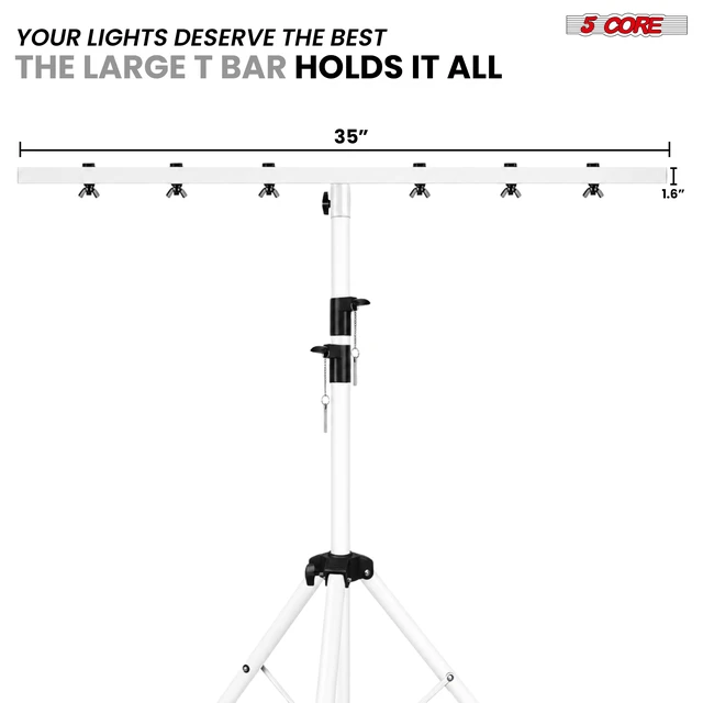 Alt view image 3 of 7 - 5 Core Light Stand T Bar Adjustable 39 to 100" Tripod Heavy Duty lighting Holder DJ Equipment