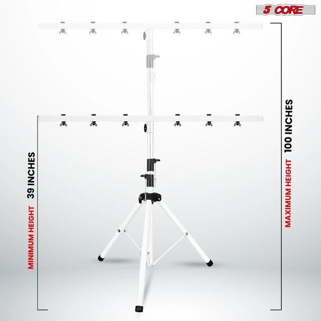 Alt view image 2 of 7 - 5 Core Light Stand T Bar Adjustable 39 to 100" Tripod Heavy Duty lighting Holder DJ Equipment