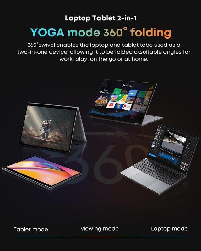 Alt view image 5 of 7 - CHUWI FreeBook 2-in-1 Touchscreen Laptop 13.5'' 12GB RAM 512GB SSD 12th Gen Intel N100(up to 3.4GHz) 1TB SSD Expand Windows 11 Laptops FHD 2256*1504, Backlit Keyboard WiFi 6 BT5.2 Webcam