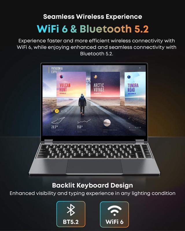 Alt view image 6 of 7 - CHUWI FreeBook 2-in-1 Touchscreen Laptop 13.5'' 12GB RAM 512GB SSD 12th Gen Intel N100(up to 3.4GHz) 1TB SSD Expand Windows 11 Laptops FHD 2256*1504, Backlit Keyboard WiFi 6 BT5.2 Webcam