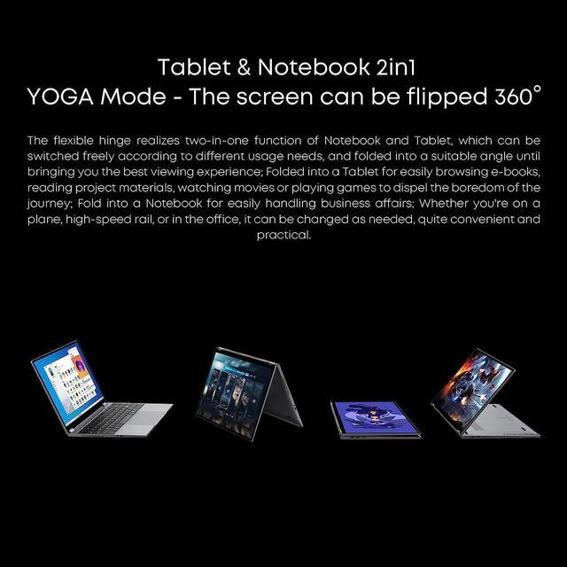 Alt view image 7 of 7 - CHUWI FreeBook 2-in-1 Touchscreen Laptop 13.5'' 12GB RAM 512GB SSD 12th Gen Intel N100(up to 3.4GHz) 1TB SSD Expand Windows 11 Laptops FHD 2256*1504, Backlit Keyboard WiFi 6 BT5.2 Webcam