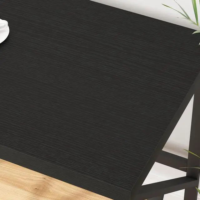 Alt view image 3 of 7 - HSH Black Desk, Modern Industrial Home Office Computer Desk, Laptop PC Desk for Student Work Writing Study Gaming, Simple Metal and Wooden Computer Table in Bedroom Living Room Workstation, 55 Inch