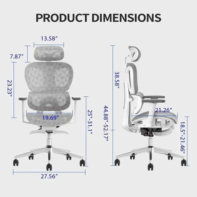 Alt view image 3 of 7 - Ergonomic Mesh Office Chair with 3D Adjustable Armrest,High Back Desk Computer Chair Ergo3d Ergonomic Office Chair with Wheels for Home & Office